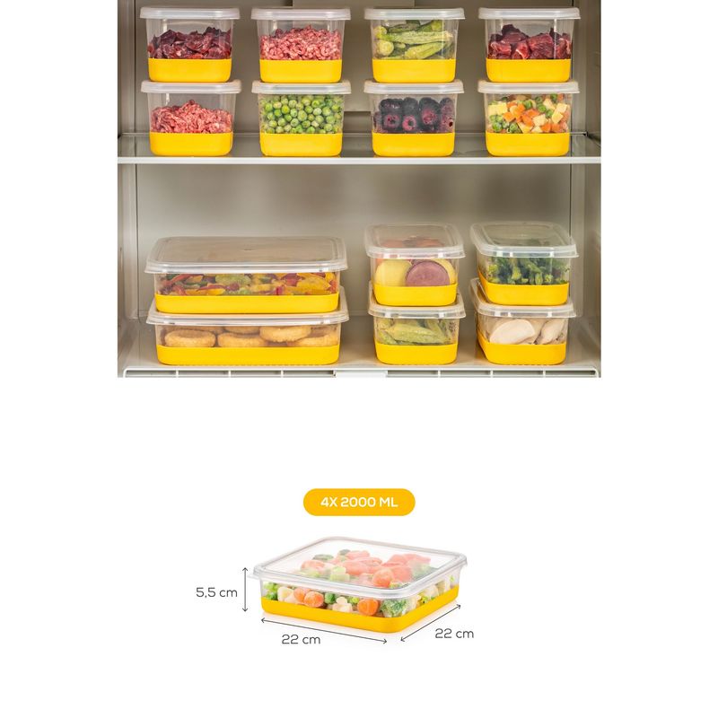 Casa si Gradina - Bucatarie si vesela - Organizare si depozitare bucatarie - Cutii alimentare - Set organizator frigider, Hermia, plastic, galben, 22x22x5.5 cm, 4 piese - Infinity.ro