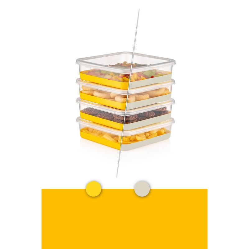 Casa si Gradina - Bucatarie si vesela - Organizare si depozitare bucatarie - Cutii alimentare - Set organizator frigider, Hermia, plastic, galben, 22x22x5.5 cm, 4 piese - Infinity.ro