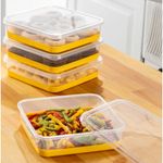 Casa si Gradina - Bucatarie si vesela - Organizare si depozitare bucatarie - Cutii alimentare - Set organizator frigider, Hermia, plastic, galben, 22x22x5.5 cm, 4 piese - Infinity.ro