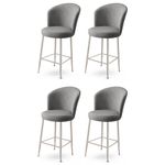 Casa si Gradina - Mobilier - Scaune si fotolii - Tabureti - Set tabureti bar, Hanah Home, metal, gri si crom, 46x40x102 cm, 4 bucati - Infinity.ro