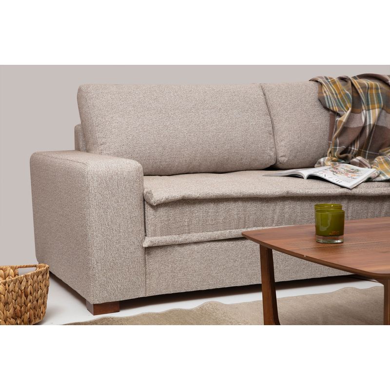 Casa si Gradina - Mobilier - Canapele si coltare - Coltare - Coltar, Hanah Home, lemn de fag si pal, bej nisip, 323x190x94 cm, material textil - Infinity.ro