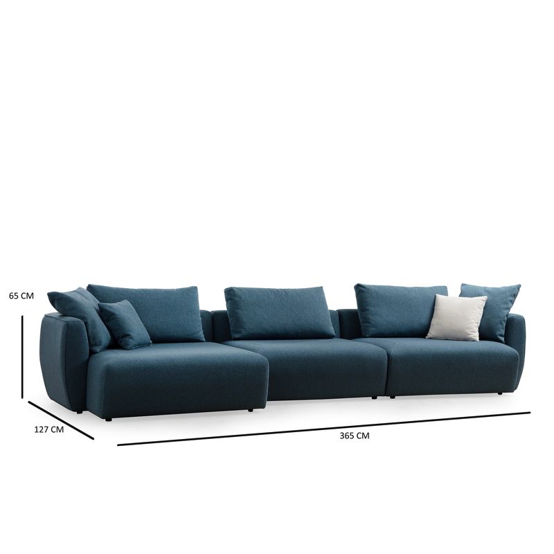 Casa si Gradina - Mobilier - Canapele si coltare - Coltare - Coltar, Hanah Home, lemn de fag si pal, albastru, 365x127x65 cm - Infinity.ro