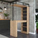 Casa si Gradina - Mobilier - Mese si birouri - Mese bucatarie si dining - Masa dining, Hanah Home, pal melaminat, nuc, negru, 120x55.6x198.8 cm - Infinity.ro