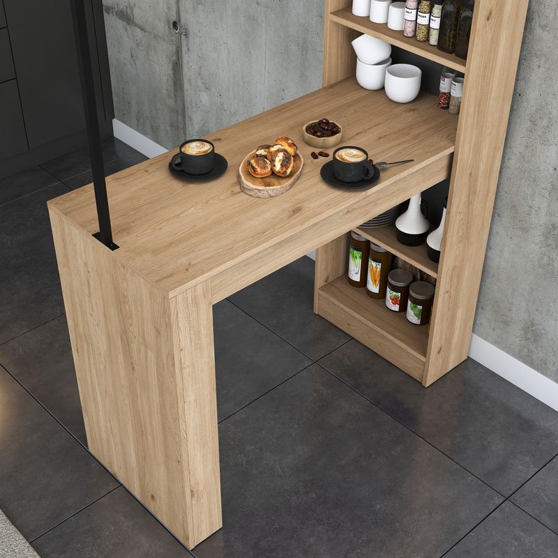 Casa si Gradina - Mobilier - Mese si birouri - Mese bucatarie si dining - Masa dining, Hanah Home, pal melaminat, nuc, negru, 120x55.6x198.8 cm - Infinity.ro