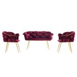 Casa si Gradina - Mobilier - Seturi de mobilier - Seturi living - Set canapele, Hanah Home, catifea, pruna si auriu, cadru metalic - Infinity.ro