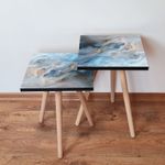 Casa si Gradina - Mobilier - Mese si birouri - Masute de cafea - Set masute de cafea, Hanah Home, mdf, albastru gri portocaliu, 35x35x47 cm - Infinity.ro