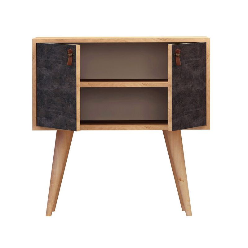 Casa si Gradina - Mobilier - Comode si corpuri - Console - Consola, Hanah Home, pal melaminat, stejar si gri inchis, 80x80x80 cm - Infinity.ro