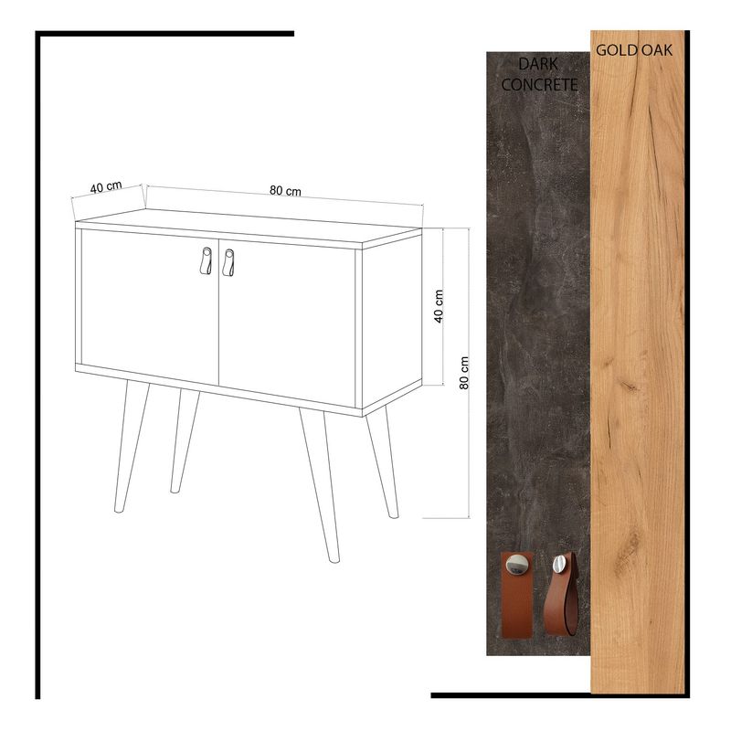 Casa si Gradina - Mobilier - Comode si corpuri - Console - Consola, Hanah Home, pal melaminat, stejar si gri inchis, 80x80x80 cm - Infinity.ro