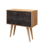 Casa si Gradina - Mobilier - Comode si corpuri - Console - Consola, Hanah Home, pal melaminat, stejar si gri inchis, 80x80x80 cm - Infinity.ro