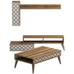 Casa si Gradina - Mobilier - Seturi de mobilier - Seturi living - Set living, Hanah Home, pal melaminat, nuc si alb, multiple rafturi - Infinity.ro