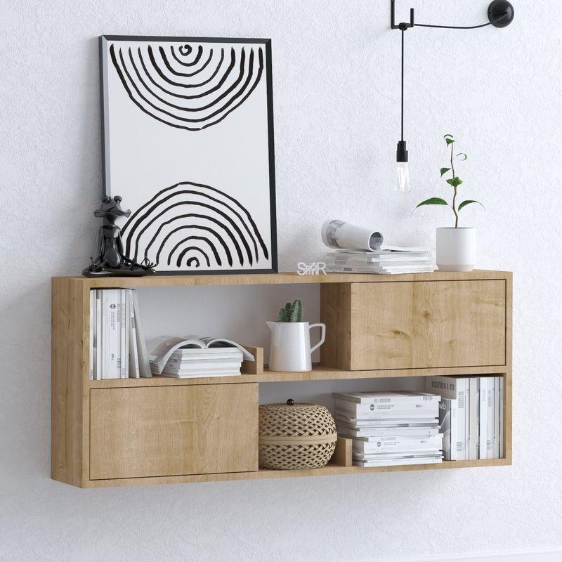 Casa si Gradina - Mobilier - Comode si corpuri - Console - Consola, Hanah Home, panou de particule cu melamina, stejar, 120x50x22 cm - Infinity.ro