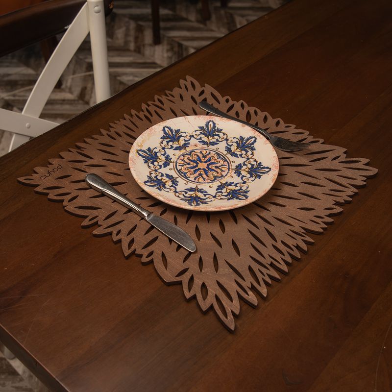 Casa si Gradina - Textile si covoare - Textile bucatarie - Fete de masa - Set covorase de masa, Hermia, lemn, wenge, 36x36 cm, 4 bucati, 790PYN1135 - Infinity.ro
