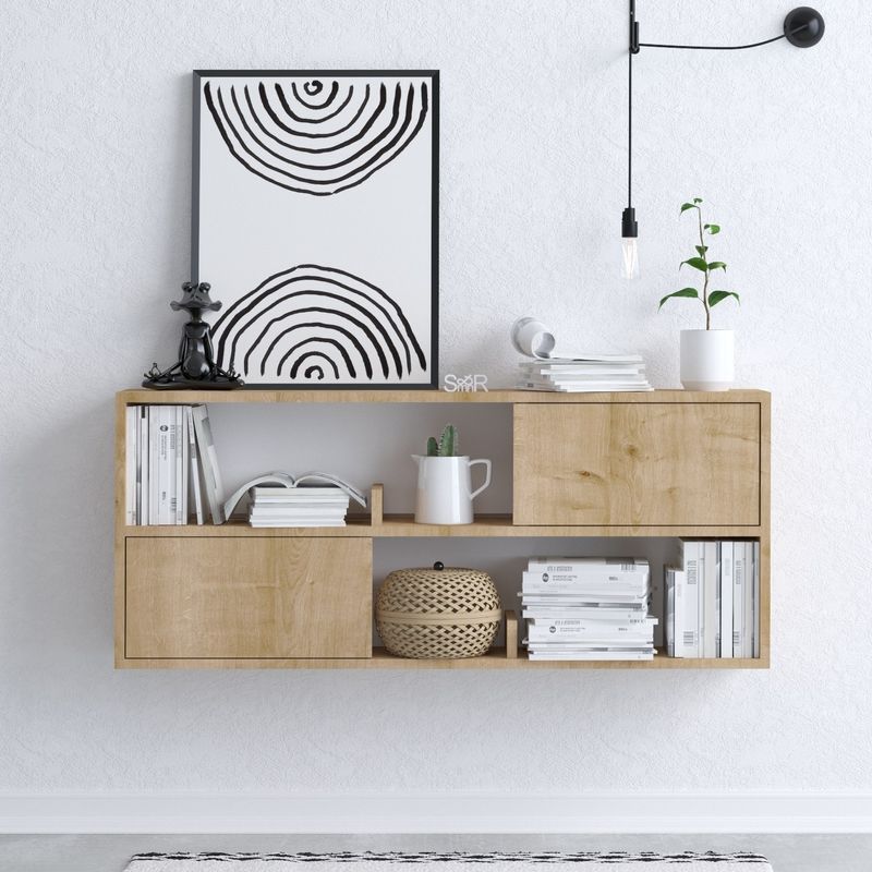 Casa si Gradina - Mobilier - Comode si corpuri - Console - Consola, Hanah Home, panou de particule cu melamina, stejar, 120x50x22 cm - Infinity.ro