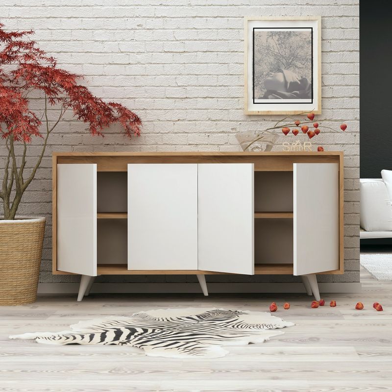 Casa si Gradina - Mobilier - Comode si corpuri - Console - Consola, Hanah Home, pal melaminat, stejar alb, 140x40x86 cm, 811MDD3405 - Infinity.ro