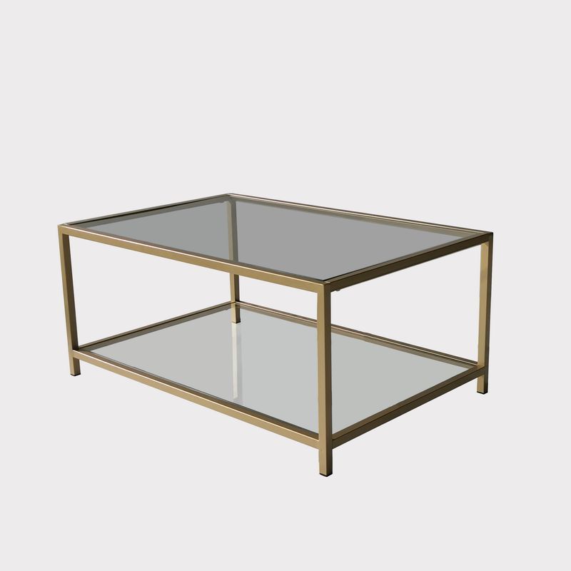 Casa si Gradina - Mobilier - Mese si birouri - Masute de cafea - Masa de cafea, Hanah Home, sticla securizata, auriu, metal, 90x60x40 cm - Infinity.ro