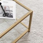 Casa si Gradina - Mobilier - Mese si birouri - Masute de cafea - Masa de cafea, Hanah Home, sticla securizata, auriu, metal, 90x60x40 cm - Infinity.ro