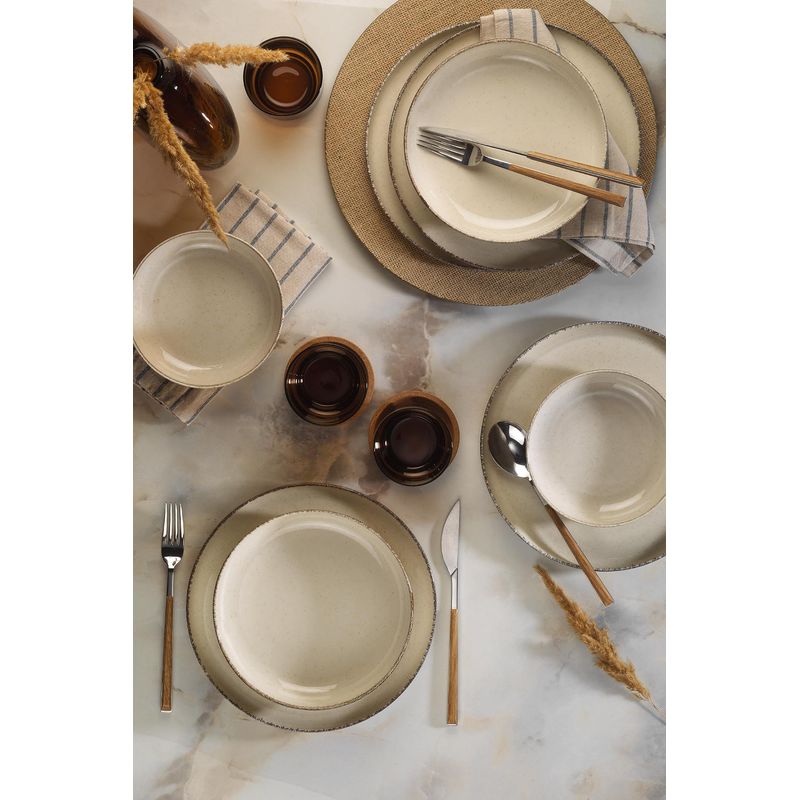 Casa si Gradina - Bucatarie si vesela - Vesela si tacamuri - Servicii de masa - Set de masa, Hermia, portelan, crem, 12 piese - Infinity.ro