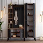 Casa si Gradina - Mobilier - Organizare si depozitare - Cuiere - Cuier, Hanah Home, pal melaminat, nuc si antracit, 150x200x35 cm - Infinity.ro
