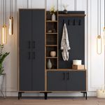 Casa si Gradina - Mobilier - Organizare si depozitare - Cuiere - Cuier, Hanah Home, pal melaminat, nuc si antracit, 150x200x35 cm - Infinity.ro