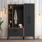 Casa si Gradina - Mobilier - Organizare si depozitare - Cuiere - Cuier, Hanah Home, pal melaminat, nuc si antracit, 150x200x35 cm - Infinity.ro