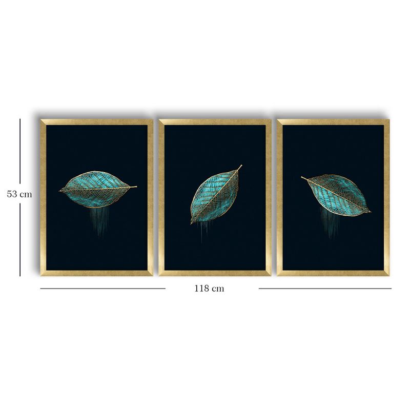 Casa si Gradina - Decoratiuni - Tablouri - Tablou decorativ inramat, Wallxpert, mdf, albastru auriu alb, 38x53 cm, set 3 piese - Infinity.ro