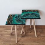 Casa si Gradina - Mobilier - Mese si birouri - Masute de cafea - Set masute de cafea, Hanah Home, mdf, verde auriu negru, 35x47x35 cm, 2 piese, 481LNA2697 - Infinity.ro