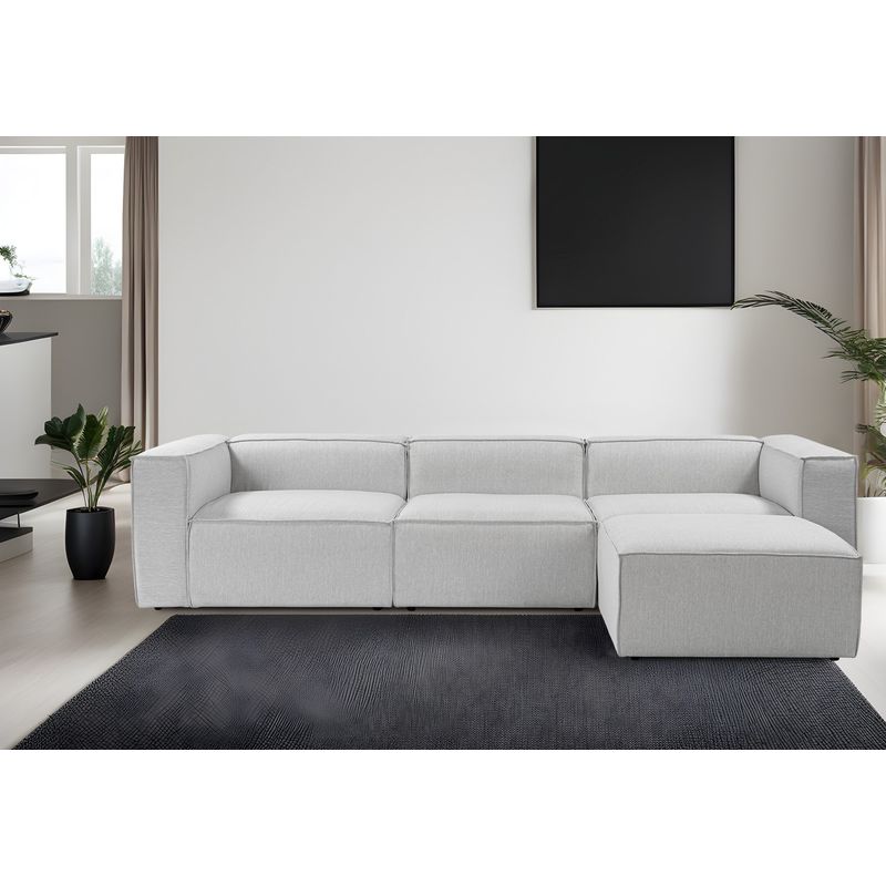 Casa si Gradina - Mobilier - Canapele si coltare - Coltare - Coltar, Hanah Home, cadru lemn de carpen, stofa in, gri, 297x190x66 cm - Infinity.ro