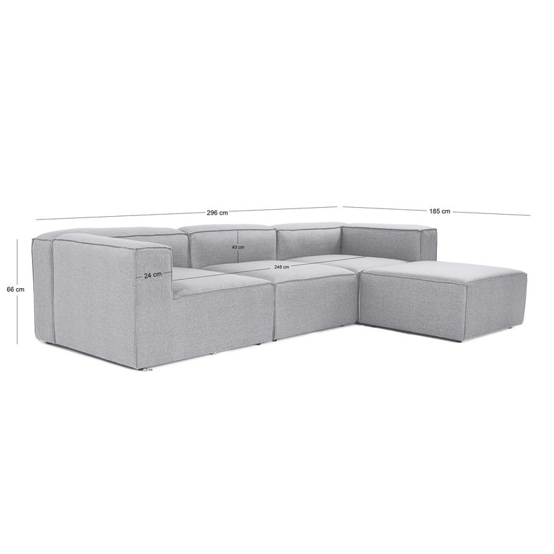 Casa si Gradina - Mobilier - Canapele si coltare - Coltare - Coltar, Hanah Home, cadru lemn de carpen, stofa in, gri, 297x190x66 cm - Infinity.ro