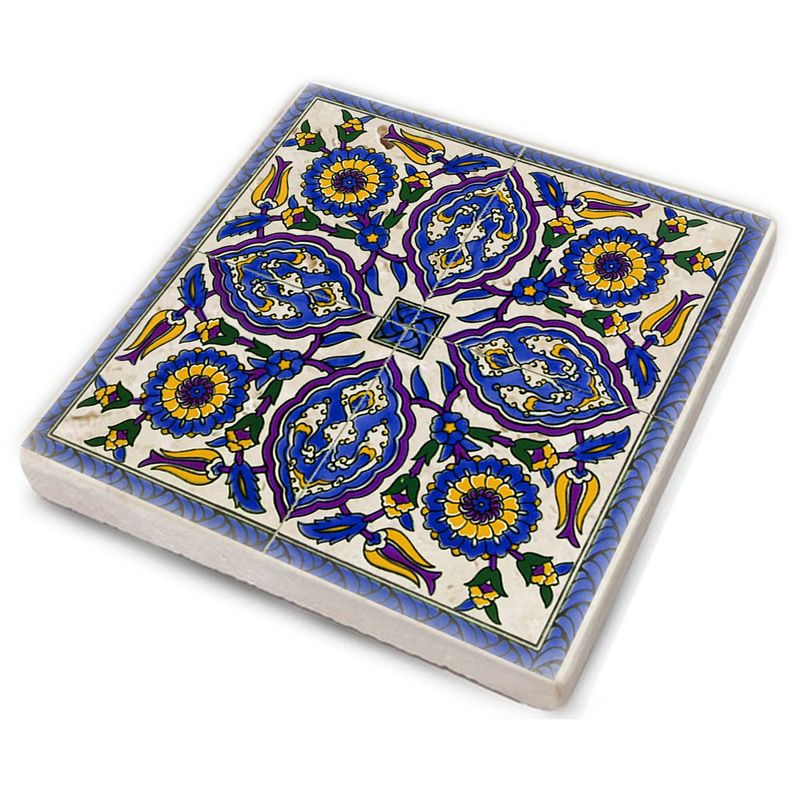 Casa si Gradina - Bucatarie si vesela - Accesorii bar - Suporturi bauturi - Set suporturi pentru pahare, Mozaic decorativ, Hermia, piatra naturala, multicolor, 10x10x1 cm, set 4 bucati, 366TYR1103 - Infinity.ro
