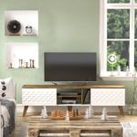Casa si Gradina - Mobilier - Comode si corpuri - Comode - Comoda tv, Hanah Home, pal melaminat, alb si nuc, 180x35x53 cm - Infinity.ro