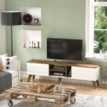 Casa si Gradina - Mobilier - Comode si corpuri - Comode - Comoda tv, Hanah Home, pal melaminat, alb si nuc, 180x35x53 cm - Infinity.ro