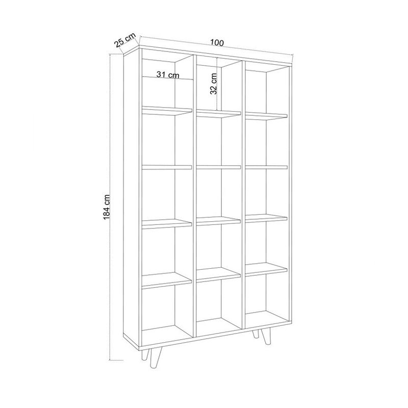 Casa si Gradina - Mobilier - Biblioteci si rafturi - Biblioteci - Biblioteca, Hanah Home, pal melaminat, travertin, 100x25x184 cm - Infinity.ro