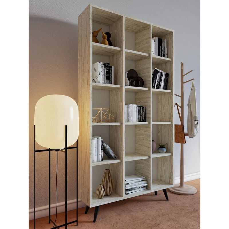 Casa si Gradina - Mobilier - Biblioteci si rafturi - Biblioteci - Biblioteca, Hanah Home, pal melaminat, travertin, 100x25x184 cm - Infinity.ro