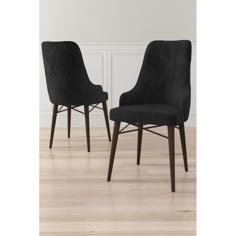 Casa si Gradina - Mobilier - Scaune si fotolii - Scaune - Set scaune, Hanah Home, metal, babyface, negru maro, 46x42x95 cm, 6 piese, 240CHR1736 - Infinity.ro