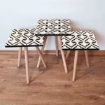 Casa si Gradina - Mobilier - Mese si birouri - Masute de cafea - Set masute de cafea, Hanah Home, mdf, alb negru auriu, 35x35x52 cm, 481LNA2748 - Infinity.ro