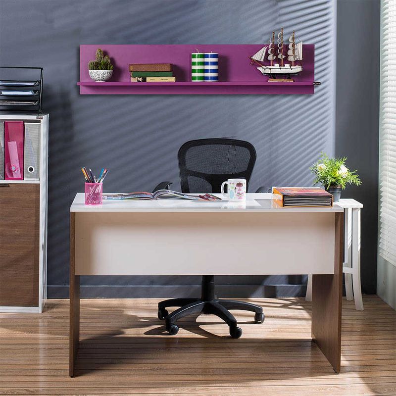 Casa si Gradina - Mobilier - Biblioteci si rafturi - Rafturi - Raft de perete, Hanah Home, pal melaminat, mov, 120x25x20 cm - Infinity.ro