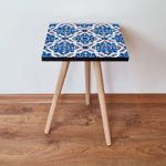 Casa si Gradina - Mobilier - Mese si birouri - Mese living - Masuta laterala, Hanah Home, mdf, albastru, albastru marin, alb, 35x35x42 cm - Infinity.ro