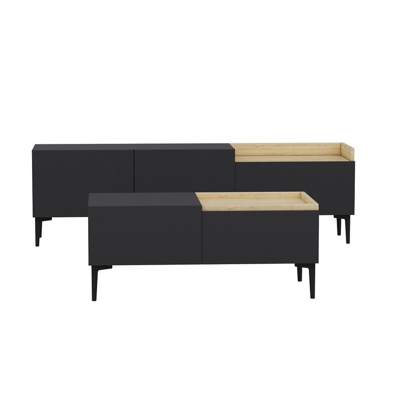 Casa si Gradina - Mobilier - Seturi de mobilier - Seturi living - Set mobilier living, Hanah Home, panou aglomerat cu melamina, antracit - Infinity.ro