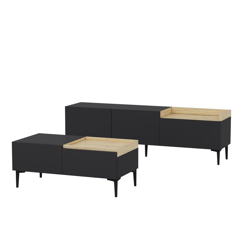 Casa si Gradina - Mobilier - Seturi de mobilier - Seturi living - Set mobilier living, Hanah Home, panou aglomerat cu melamina, antracit - Infinity.ro