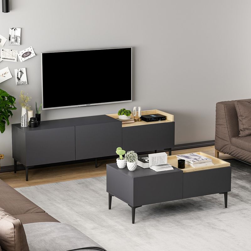 Casa si Gradina - Mobilier - Seturi de mobilier - Seturi living - Set mobilier living, Hanah Home, panou aglomerat cu melamina, antracit - Infinity.ro