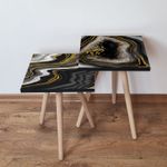 Casa si Gradina - Mobilier - Mese si birouri - Masute de cafea - Set masute cuib, Hanah Home, mdf, negru auriu alb, 35x47x35 cm, 35x42x35 cm - Infinity.ro