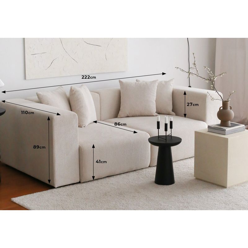 Casa si Gradina - Mobilier - Canapele si coltare - Canapele - Canapea 3 locuri, Atelier Del Sofa, catifea, alb, 222x110x89 cm - Infinity.ro