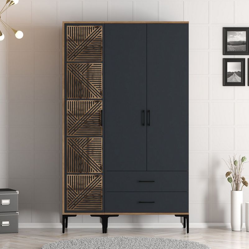 Casa si Gradina - Mobilier - Dulapuri si sifoniere - Sifoniere - Sifonier, Hanah Home, pal melaminat, nuc si antracit, 120x47.5x201.4 cm, 845HCT5449 - Infinity.ro