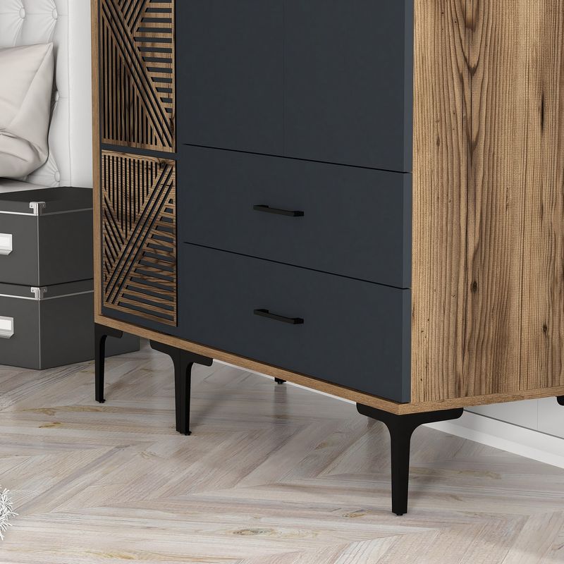 Casa si Gradina - Mobilier - Dulapuri si sifoniere - Sifoniere - Sifonier, Hanah Home, pal melaminat, nuc si antracit, 120x47.5x201.4 cm, 845HCT5449 - Infinity.ro