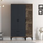 Casa si Gradina - Mobilier - Dulapuri si sifoniere - Sifoniere - Sifonier, Hanah Home, pal melaminat, nuc si antracit, 120x47.5x201.4 cm, 845HCT5449 - Infinity.ro
