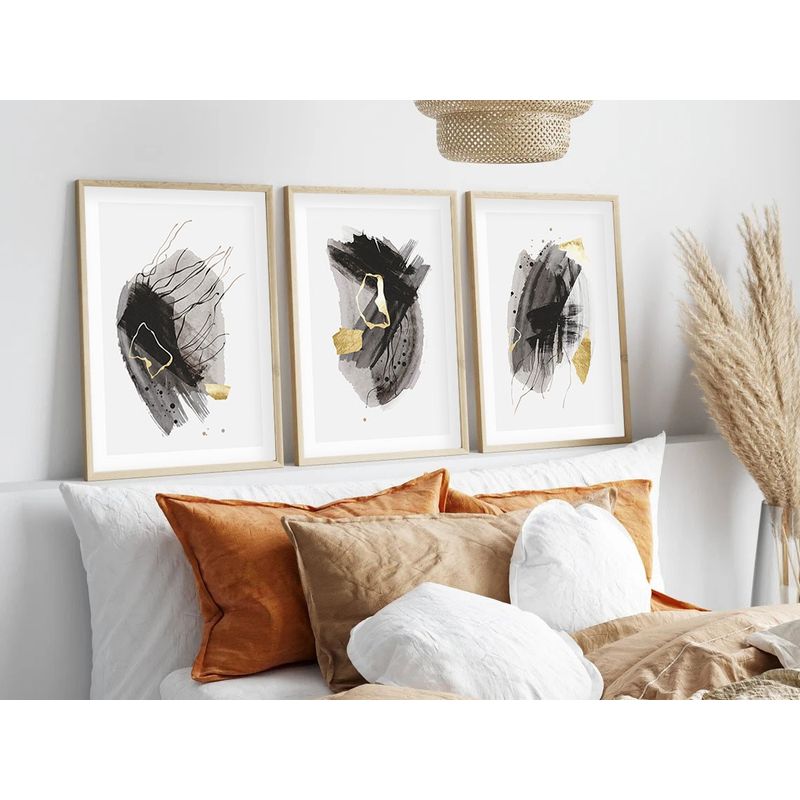 Casa si Gradina - Decoratiuni - Tablouri - Tablou decorativ inramat, Wallxpert, mdf si lemn masiv, multicolor, 50x70 cm, set 3 piese, 693BSE1514 - Infinity.ro