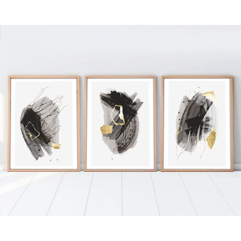 Casa si Gradina - Decoratiuni - Tablouri - Tablou decorativ inramat, Wallxpert, mdf si lemn masiv, multicolor, 50x70 cm, set 3 piese, 693BSE1514 - Infinity.ro