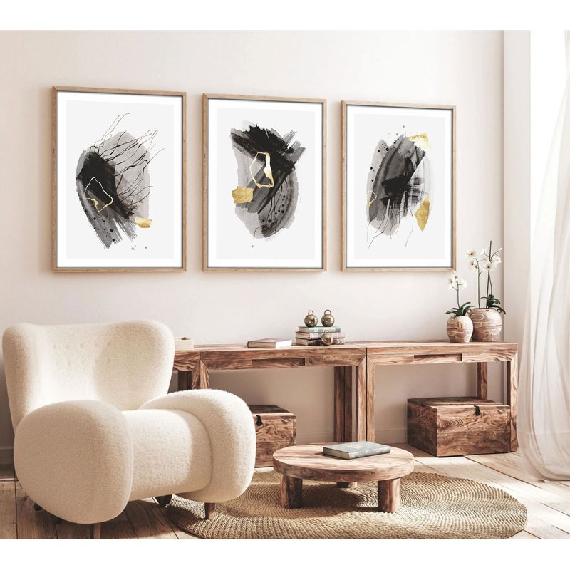 Casa si Gradina - Decoratiuni - Tablouri - Tablou decorativ inramat, Wallxpert, mdf si lemn masiv, multicolor, 50x70 cm, set 3 piese, 693BSE1514 - Infinity.ro