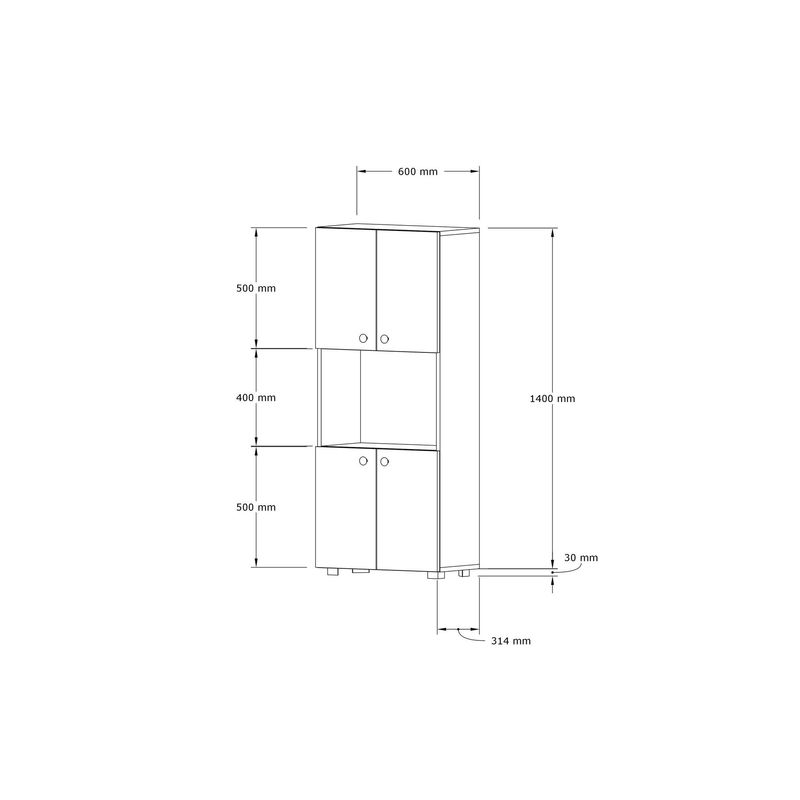 Casa si Gradina - Mobilier - Comode si corpuri - Corpuri bucatarie - Dulap de bucatarie, Hanah Home, panou de particule melaminat, alb, 60x31.4x140 cm - Infinity.ro
