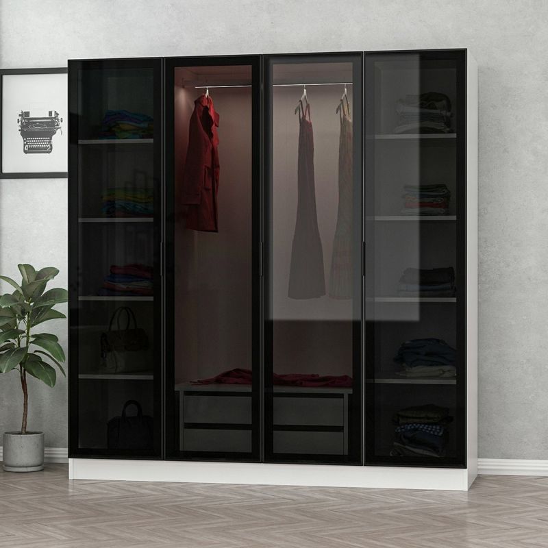 Casa si Gradina - Mobilier - Dulapuri si sifoniere - Sifoniere - Sifonier, Hanah Home, pal melaminat, alb negru, 180x52x210 cm - Infinity.ro
